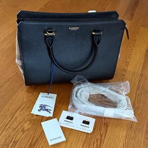 Burberry Black and Tan Leather Tote